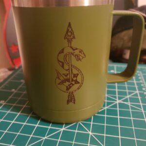 12oz insulated coffee mug with Sniper School Logo